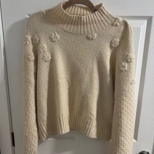Cream Knit Sweater with mixed patterns